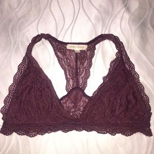 Laced bralette, dark purple, size small, from honey punch.